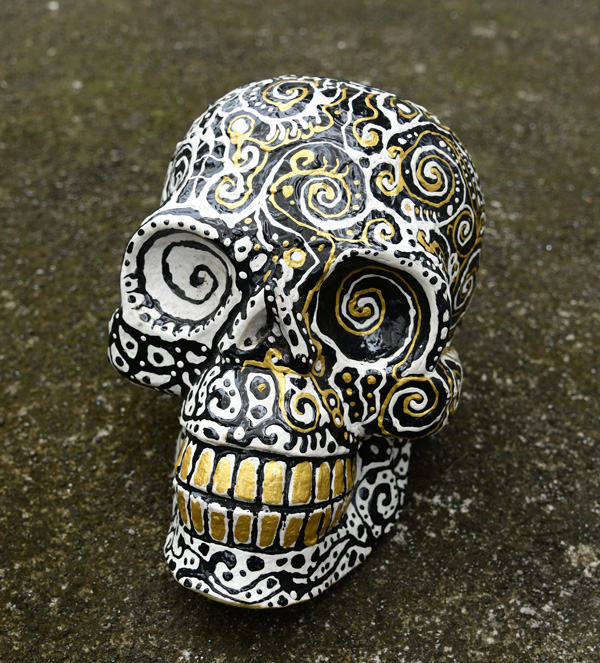 SCULTURA TESCHIO IN LEGNO DI ALBESIA DIPINTO CM 20 CIRCA - Image 35