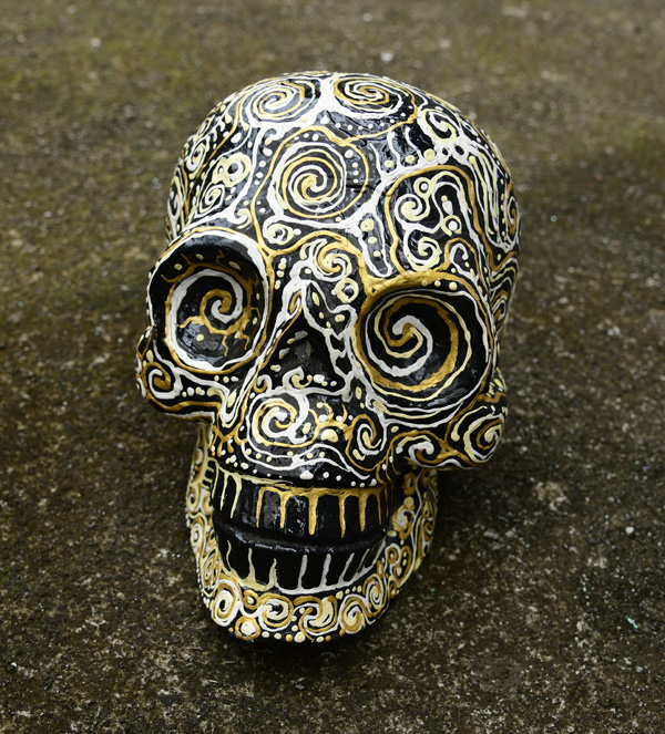 SCULTURA TESCHIO IN LEGNO DI ALBESIA DIPINTO CM 20 CIRCA - Image 36