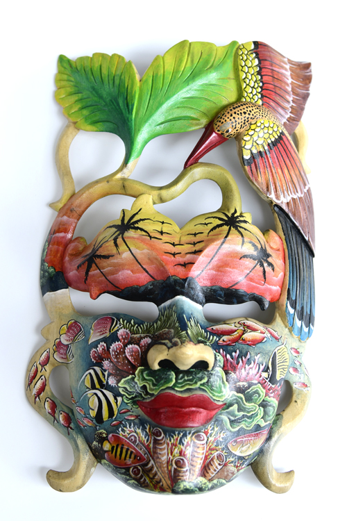 MASCHERA SUIT DIPINTA IN LEGNO DI IBISCO CM30 - Image 7