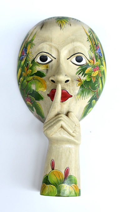 MASCHERA SUIT DIPINTA IN LEGNO DI IBISCO CM30 - Image 5