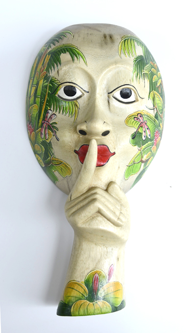 MASCHERA SUIT DIPINTA IN LEGNO DI IBISCO CM30 - Image 6