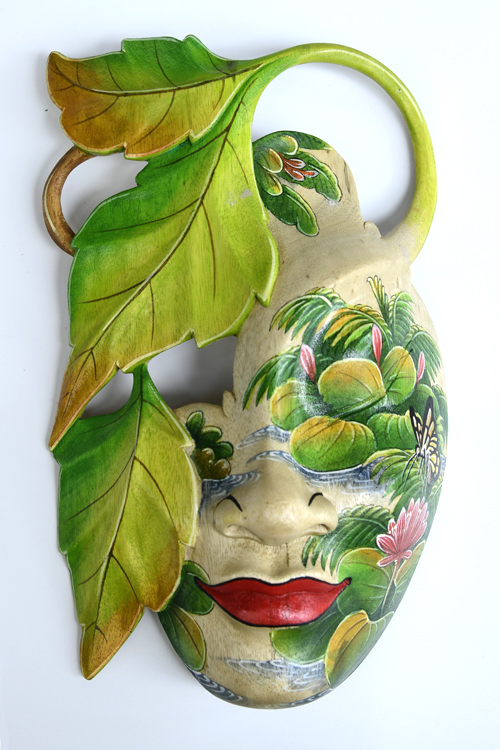 MASCHERA DIPINTA IN LEGNO DI HIBISCUS CM 25 - Image 7