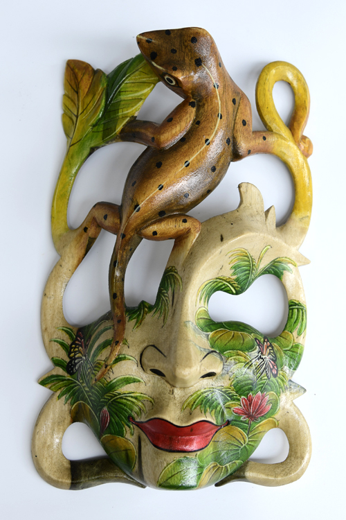 MASCHERA DIPINTA IN LEGNO DI HIBISCUS CM 25 - Image 11