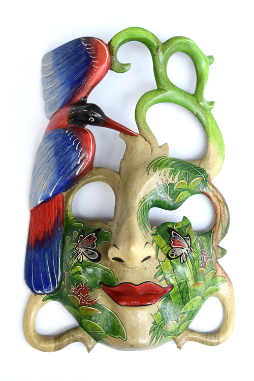 MASCHERA DIPINTA IN LEGNO DI HIBISCUS CM 25 - Image 14