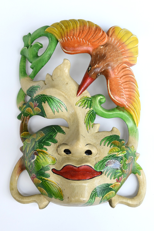 MASCHERA DIPINTA IN LEGNO DI HIBISCUS CM 25 - Image 16