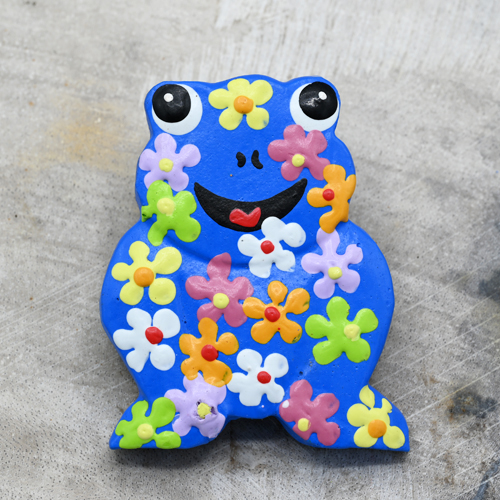 MAGNETE RANOCCHIA IN LEGNO DIPINTO A FIORI - Image 3