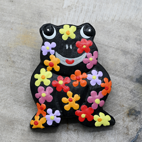 MAGNETE RANOCCHIA IN LEGNO DIPINTO A FIORI - Image 5