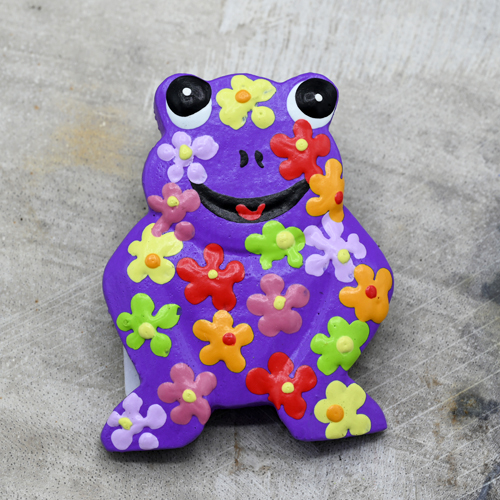 MAGNETE RANOCCHIA IN LEGNO DIPINTO A FIORI - Image 6