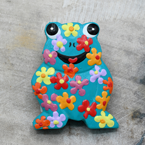 MAGNETE RANOCCHIA IN LEGNO DIPINTO A FIORI - Image 8