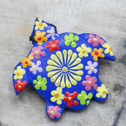 MAGNETE TARTARUGA IN LEGNO DIPINTO A FIORI - Image 4