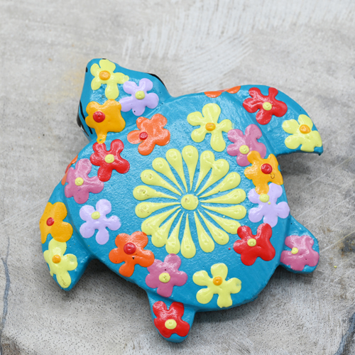 MAGNETE TARTARUGA IN LEGNO DIPINTO A FIORI - Image 5