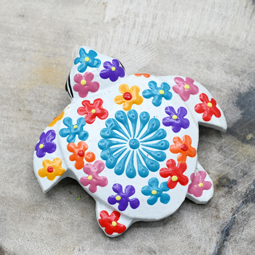 MAGNETE TARTARUGA IN LEGNO DIPINTO A FIORI - Image 6
