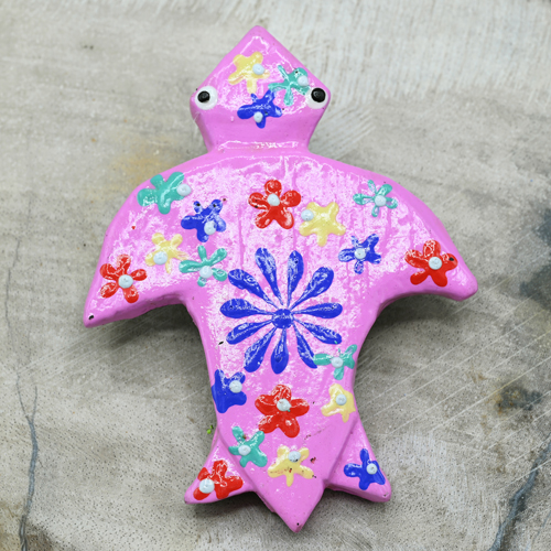 MAGNETE TARTARUGA IN LEGNO DIPINTO A FIORI - Image 7