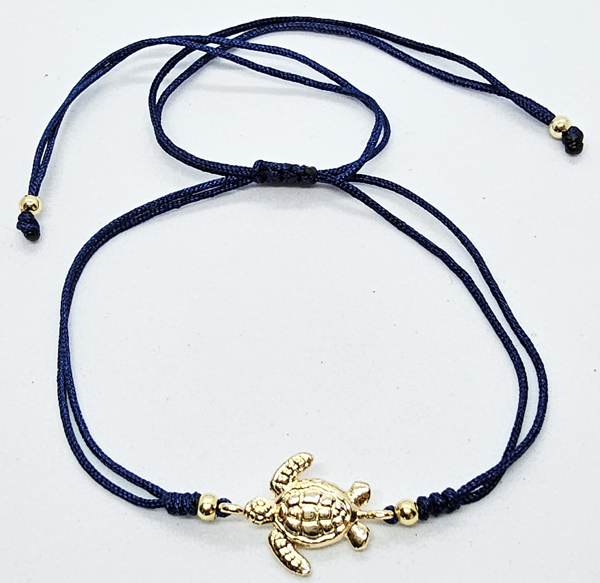 BRACCIALE IN CORDINO CON TARTARUGA MARINA GOLD PLATED - Image 2