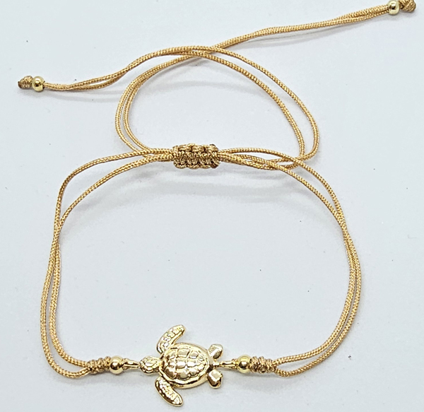 BRACCIALE IN CORDINO CON TARTARUGA MARINA GOLD PLATED - Image 4