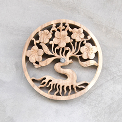 PANNELLO IN LEGNO INTARSIATO ALBERO DELLA VITA CM 15