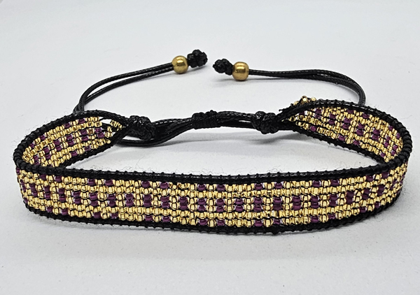 BRACCIALE CON PERLINE GIAPPONESI MATZUNO 15/0 LAVORAZIONE A TELAIO CON CORDINO COREANO, CHIUSURA A MACRAMÉ REGOLABILE (7 ROW) 7 LINE PARAR - Image 2