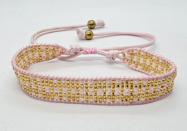 BRACCIALE CON PERLINE GIAPPONESI MATZUNO 15/0 LAVORAZIONE A TELAIO CON CORDINO COREANO, CHIUSURA A MACRAMÉ REGOLABILE (7 ROW) 7 LINE PARAR - Image 3