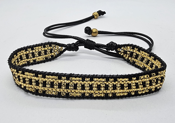 BRACCIALE CON PERLINE GIAPPONESI MATZUNO 15/0 LAVORAZIONE A TELAIO CON CORDINO COREANO, CHIUSURA A MACRAMÉ REGOLABILE (7 ROW) 7 LINE PARAR - Image 6