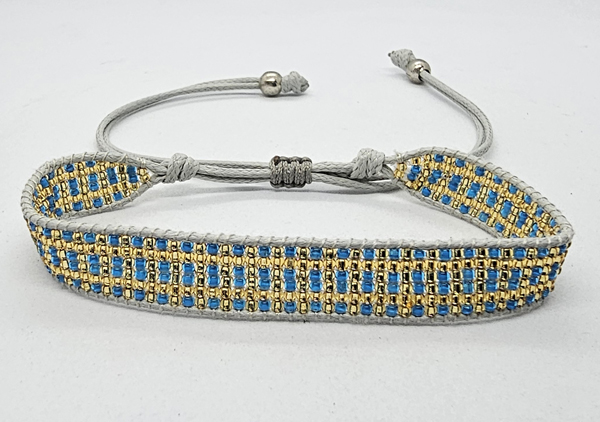 BRACCIALE CON PERLINE GIAPPONESI MATZUNO 15/0 LAVORAZIONE A TELAIO CON CORDINO COREANO, CHIUSURA A MACRAMÉ REGOLABILE (7 ROW) 7 LINE PARAR - Image 9