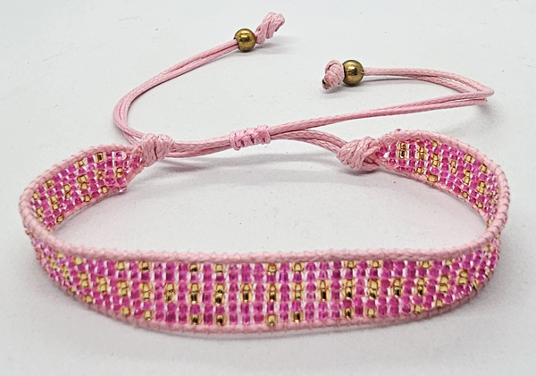 BRACCIALE CON PERLINE GIAPPONESI MATZUNO 15/0 LAVORAZIONE A TELAIO CON CORDINO COREANO, CHIUSURA A MACRAMÉ REGOLABILE (7 ROW) 7 LINE PARAR - Image 11