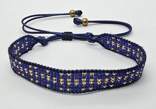 BRACCIALE CON PERLINE GIAPPONESI MATZUNO 15/0 LAVORAZIONE A TELAIO CON CORDINO COREANO, CHIUSURA A MACRAMÉ REGOLABILE (7 ROW) 7 LINE PARAR - Image 12