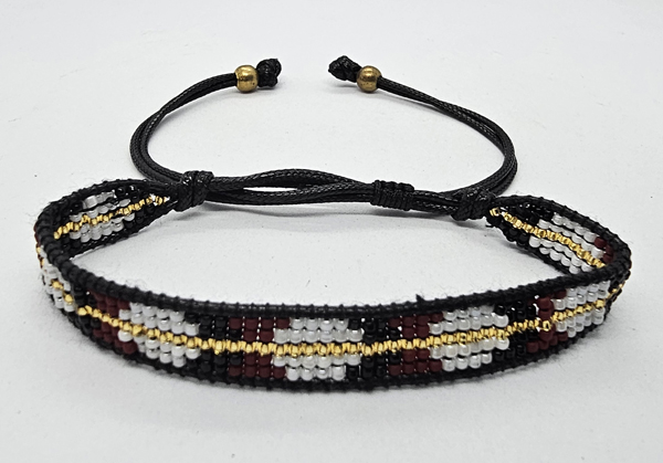 BRACCIALE CON PERLINE GIAPPONESI MATZUNO 15/0 LAVORAZIONE A TELAIO CON CORDINO COREANO, CHIUSURA A MACRAMÉ REGOLABILE (5 ROW) 5 LINE BOLA - Image 12