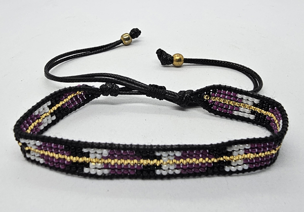 BRACCIALE CON PERLINE GIAPPONESI MATZUNO 15/0 LAVORAZIONE A TELAIO CON CORDINO COREANO, CHIUSURA A MACRAMÉ REGOLABILE (5 ROW) 5 LINE BOLA - Image 13