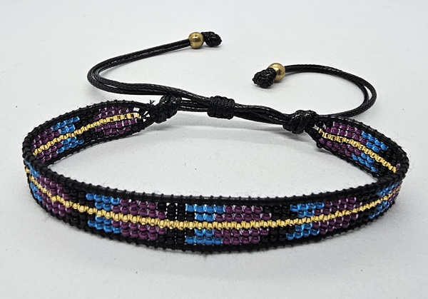 BRACCIALE CON PERLINE GIAPPONESI MATZUNO 15/0 LAVORAZIONE A TELAIO CON CORDINO COREANO, CHIUSURA A MACRAMÉ REGOLABILE (5 ROW) 5 LINE BOLA - Image 14