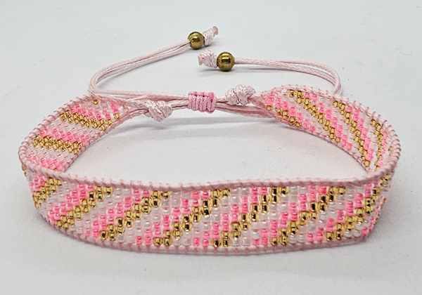 BRACCIALE CON PERLINE GIAPPONESI MATZUNO 15/0 LAVORAZIONE A TELAIO CON CORDINO COREANO, CHIUSURA A MACRAMÉ REGOLABILE (7 ROW) 9 LINEE - Image 7