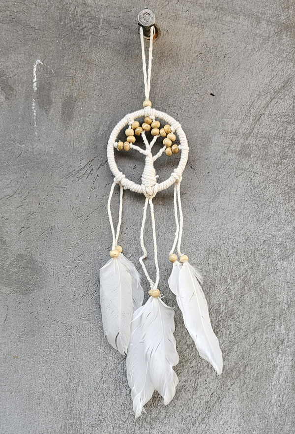 DREAM CATCHER MACRAME ALBERO DELLA VITA CON PERLE DI LEGNO CM 6 DI DIAMETRO , CM 20 DI LUNGHEZZA - Image 3